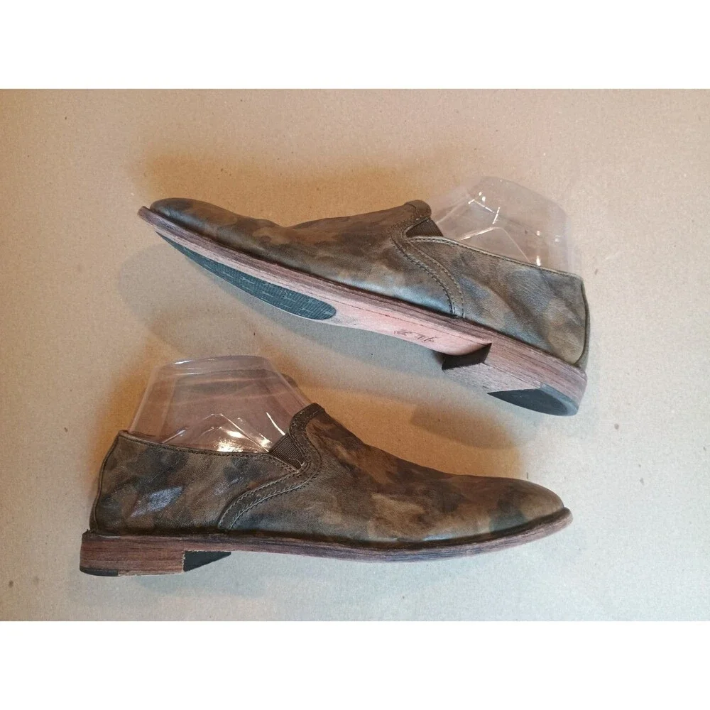 TRASK Ali Leather Loafers Tonal Green Camo Print Slip On Shoes Sz 9 Western